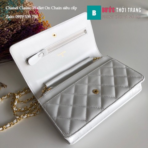 Túi Xách Chanel Classic Wallet On Chain siêu cấp màu trắng 19cm - 33814