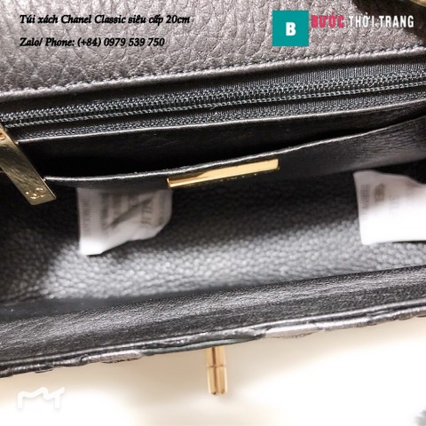 Túi Xách Chanel Classic siêu cấp da trăn size 20cm màu đen trắng - CF1116