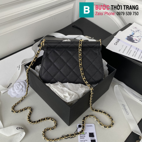 Túi đeo chéo Chanel siêu cấp mini da bê màu đen size 17.5cm