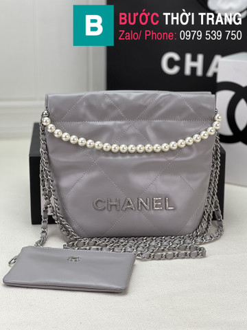 Túi xách Chanel small siêu cấp da bê màu ghi xám size 25cm