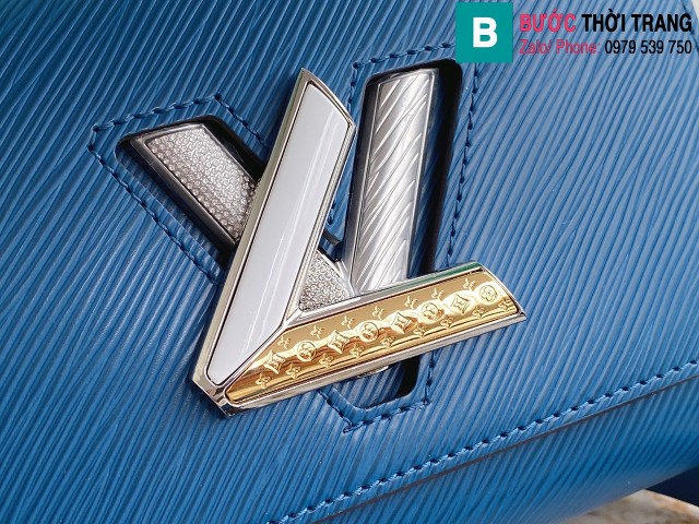 Túi xách Louis Vuitton Twist MM siêu cấp da epi màu xanh size 23cm