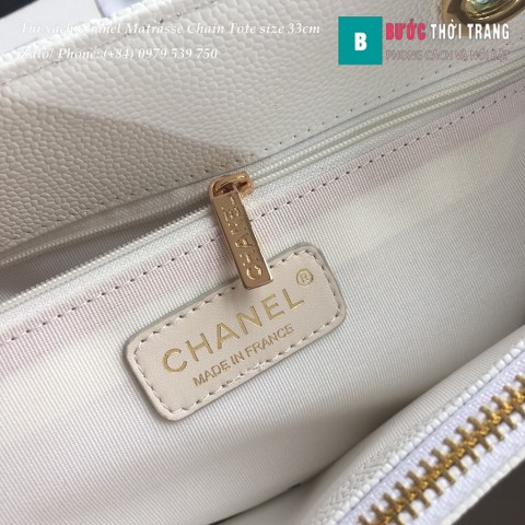 Túi xách Chanel Matrasse Chain Tote siêu cấp size 33cm màu trắng - A50995