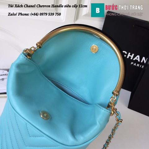 Túi Xách Chanel Chevron Handle with Chic Bucket siêu cấp xanh ngọc 12cm - A57861