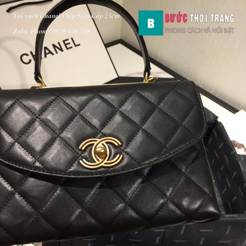 Túi xách Chanel Flap With Top Handle siêu cấp màu đen - AS1175