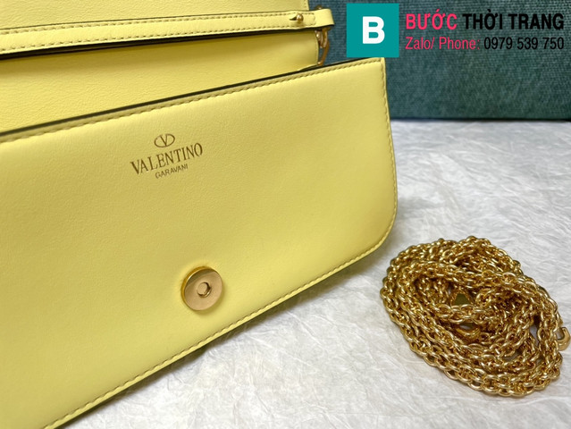 Túi xách Valentino VLogoSignacar siêu cấp da bê màu vàng size 27cm 