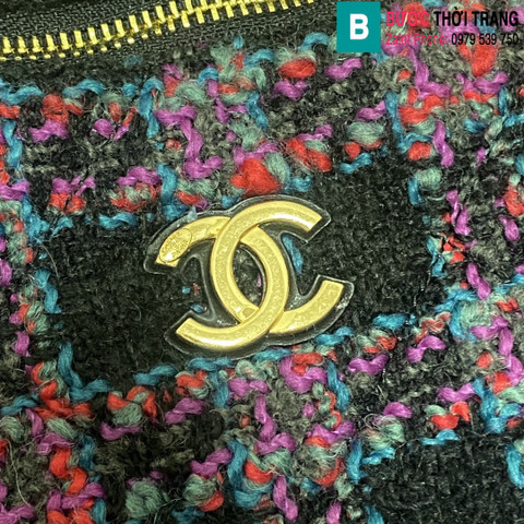Túi xách Chanel tweed hobo maix siêu cấp canvas màu tím size 55cm