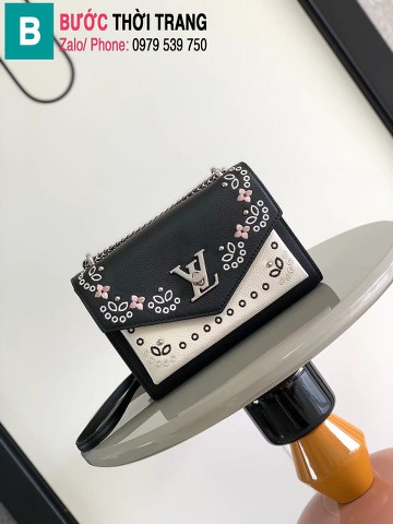 Túi xách Louis Vuitton Mylockme Chain Bag siêu cấp da bê màu đen trắng size 22.5cm