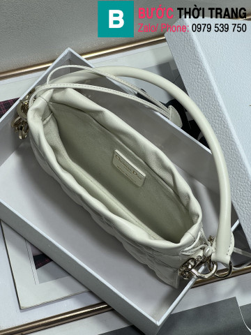 Túi xách Dior Lady siêu cấp da bê màu trắng size 19cm