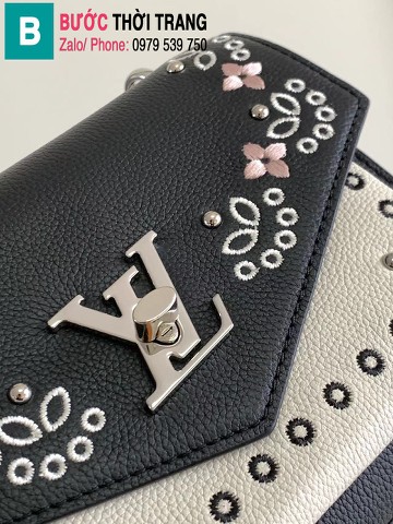 Túi xách Louis Vuitton Mylockme Chain Bag siêu cấp da bê màu đen trắng size 22.5cm