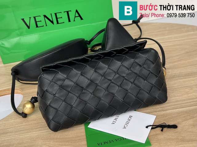 Túi xách Bottega Venetae cao cấp da bê màu đen size 18cm