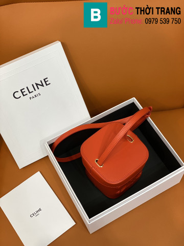 Túi xách Celine box triomphe siêu cấp da bê màu cam size 11cm