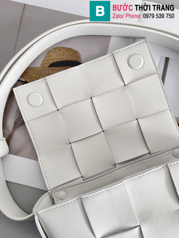 Túi xách Bottega Veneta Cassette mini siêu cấp da bê màu trắng size 17.5cm