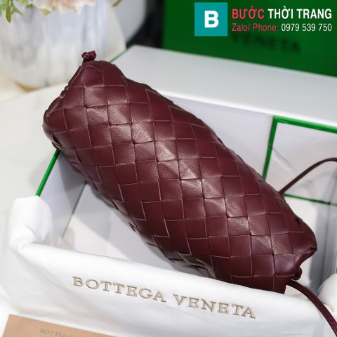 Túi xách Bottega Veneta the pouch cao cấp da bê màu tím size 23cm
