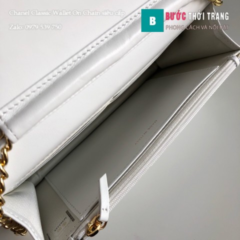 Túi Xách Chanel Classic Wallet On Chain siêu cấp màu trắng 19cm - 33814