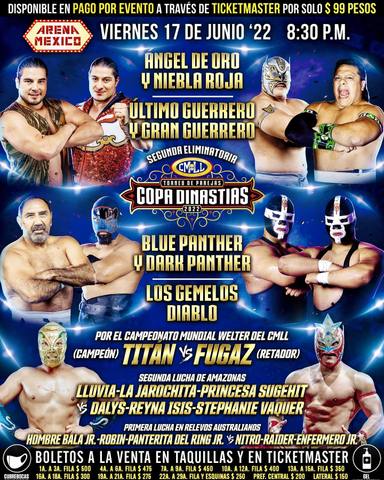 Cartelera Arena México Lucha Libre CMLL del Viernes 17 de Junio del 2022