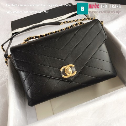 Túi Xách Chanel Envelope Flap Bag siêu cấp màu đen 22cm - A57431