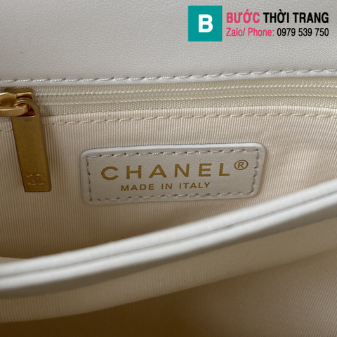 Túi xách Chanel small flap bag siêu cấp da bê màu trắng size 20.5cm - AS3498 