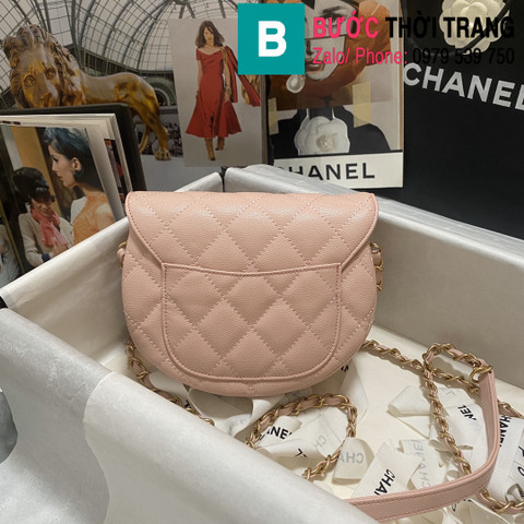 Túi đeo chéo Chanel siêu cấp da bê màu hồng size 15cm
