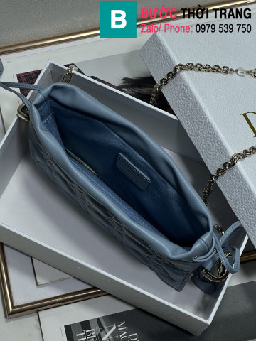 Túi xách Dior Lady siêu cấp da bê màu xanh size 19cm