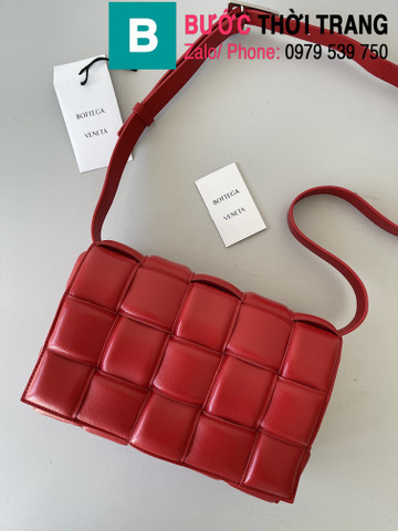 Túi xách Bottega Veneta Cassette bag cao cấp da bê màu đỏ size 26cm