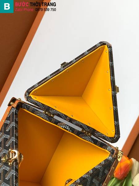 Túi hình hộp Goyard siêu cấp canvas màu nâu size 12.5cm