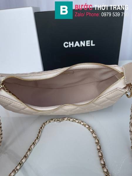 Túi xách Chanel hobo bag cao cấp da cừu màu nude size 20cm