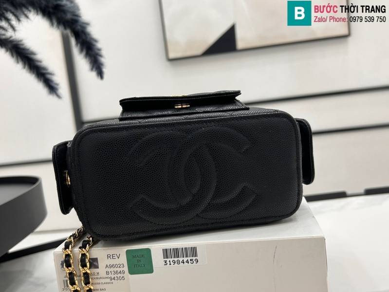 Túi xách Chanel Vanity cao cấp da bê màu đen size 17cm