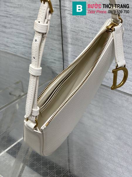 Túi xách Dior yên ngựa siêu cấp da bê màu trắng size 19.5cm