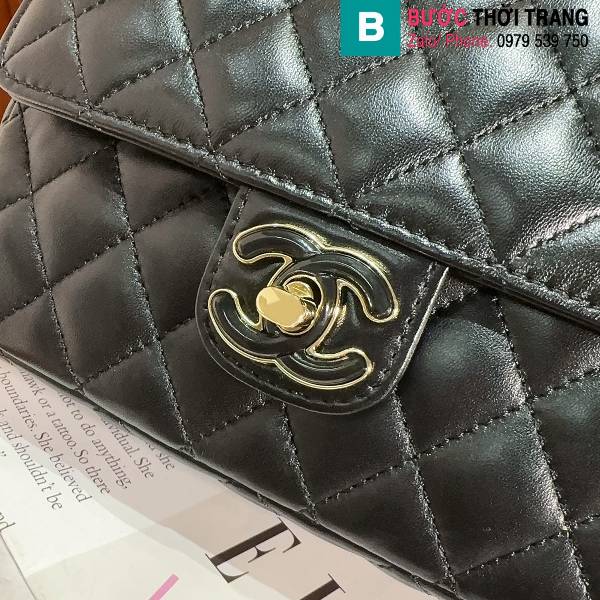Túi xách Chanel Shoulder bag siêu cấp da cừu màu đen size 18.5cm 