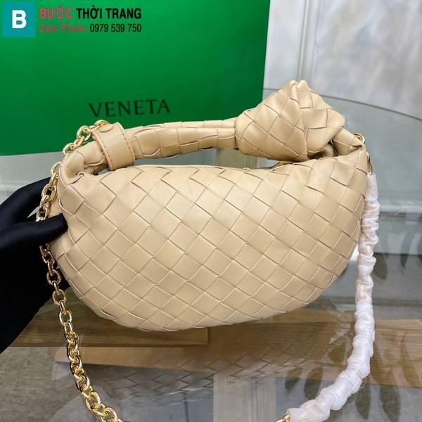 Túi xách Bottega Veneta Mini Jodie cao cấp da cừu màu nude size 23cm
