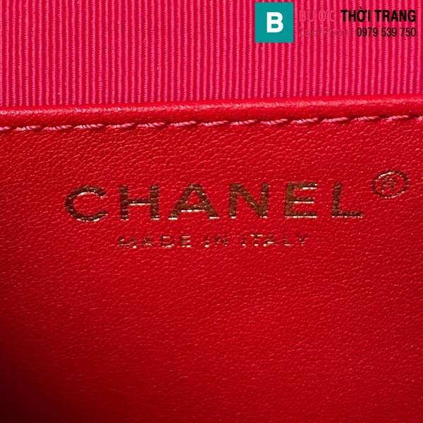 Ba lô Chanel cỡ nhỏ cao cấp da cừu màu đỏ size 18cm