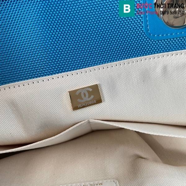 Túi xách Chanel Tote cao cấp canvas màu xanh nước size 36cm