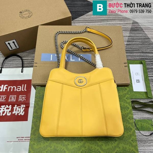 Túi xách Gucci Petite GG small tote bag cao cấp da bê màu vàng size 28cm