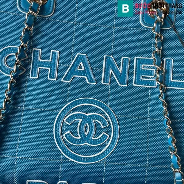Túi xách Chanel Tote cao cấp canvas màu xanh nước size 36cm