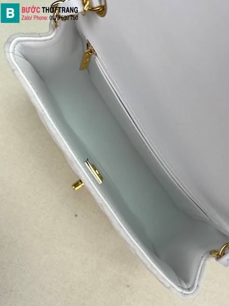 Túi xách Chanel Classic Flap Bag siêu cấp nhung màu trắng size 25cm 