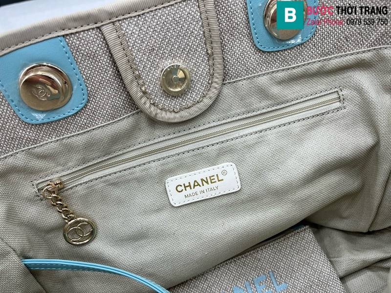 Túi xách Chanel Tote siêu cấp canvas màu ghi size 33cm