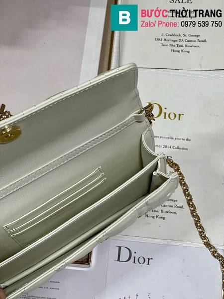 Túi xách Dior caro siêu cấp da cừu màu trắng size 21cm