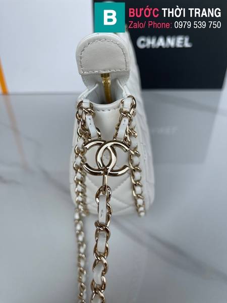 Túi xách Chanel hobo bag cao cấp da cừu màu trắng size 20cm