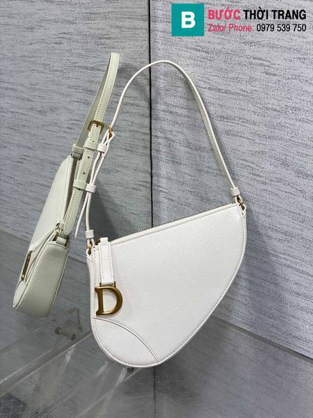 Túi xách Dior yên ngựa siêu cấp da bê màu trắng size 19.5cm