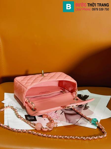 Túi xách Chanel Shoulder bag siêu cấp da cừu màu hồng size 18.5cm 