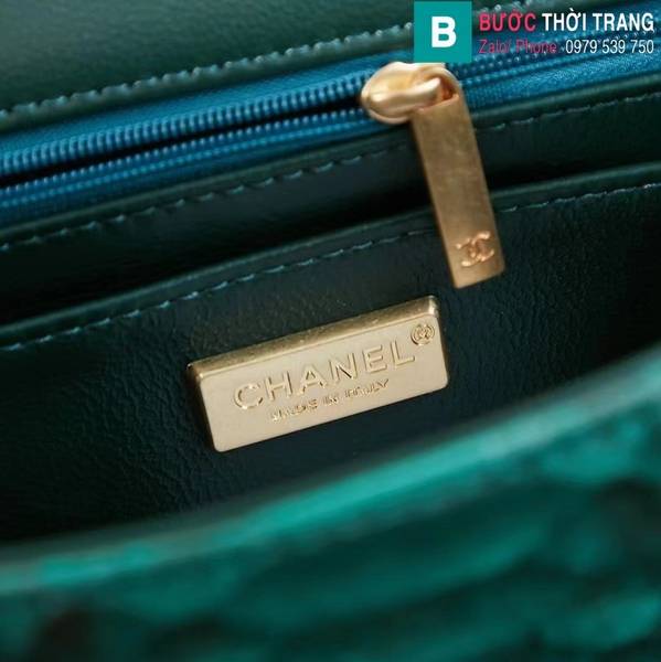 Túi xách Chanel mini cao cấp da trăn màu xanh lá 3 size 20cm