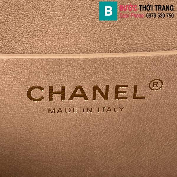 Túi xách Chanel Xiaoxiang B cao cấp da bê màu nude size 20cm