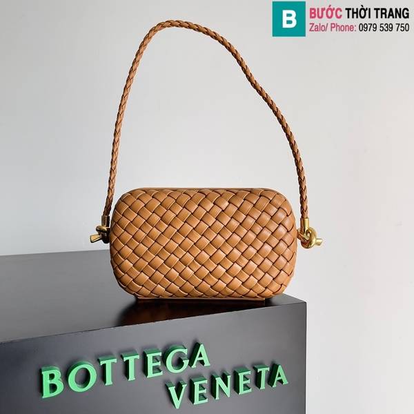 Túi xách Bottega Veneta Knot cao cấp da bò màu nude size 20.5cm