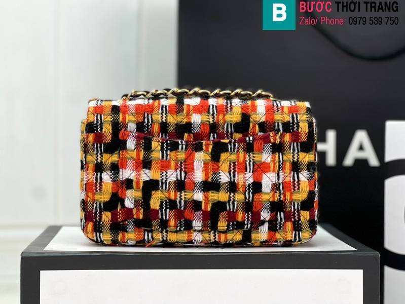 Túi xách Chanel Classic Flap Bag siêu cấp canvas màu nâu size 25cm