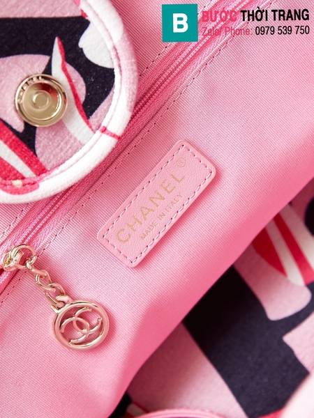 Túi xách Chanel tote bag siêu cấp canvas màu hồng size 38cm