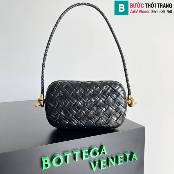 Túi xách Bottega Veneta Knot cao cấp da bò màu đen size 20.5cm