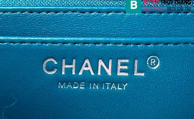 Túi xách Chanel Classic Flap Bag siêu cấp canvas màu xanh size 25cm
