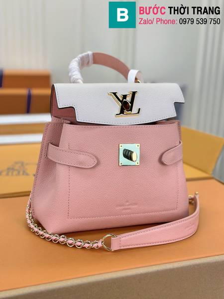 Túi xách Louis Vuitton Lockme Ever siêu cấp da bê màu trắng hồng size 23cm 