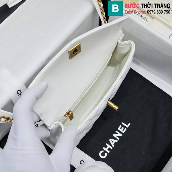 Túi xách Chanel siêu cấp da cừu màu trắng size 18cm