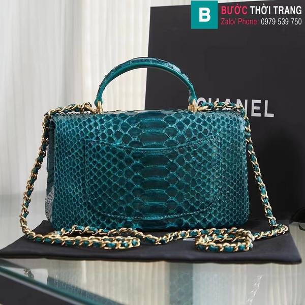 Túi xách Chanel mini cao cấp da trăn màu xanh lá 1 size 20cm